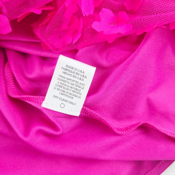 Eva Franco Vixen Top in Orchid Petal Hot Pink 3D Floral Applique Ruffle Size 4 - Picture 9 of 11
